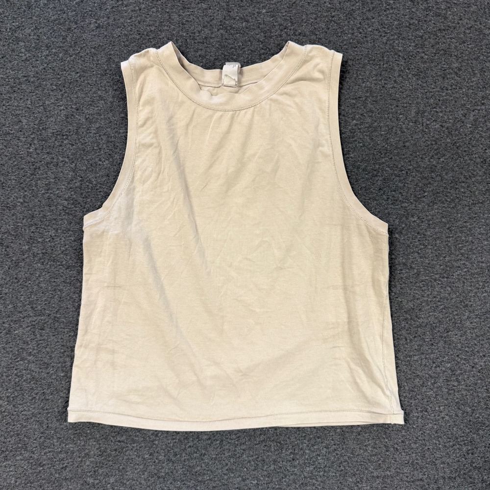 Yogalicious Muscle Tank Top Womens XL Beige Good Sleeveless Crew Neck